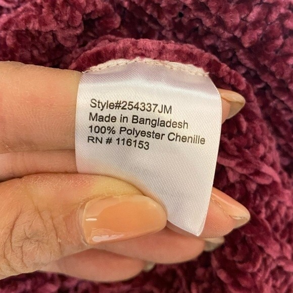 Thyme & Honey Soft Chenille Sweater, Wine - Picture 5 of 5